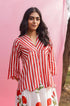 Brij Red Poppy Stripe Top & Skirt Set